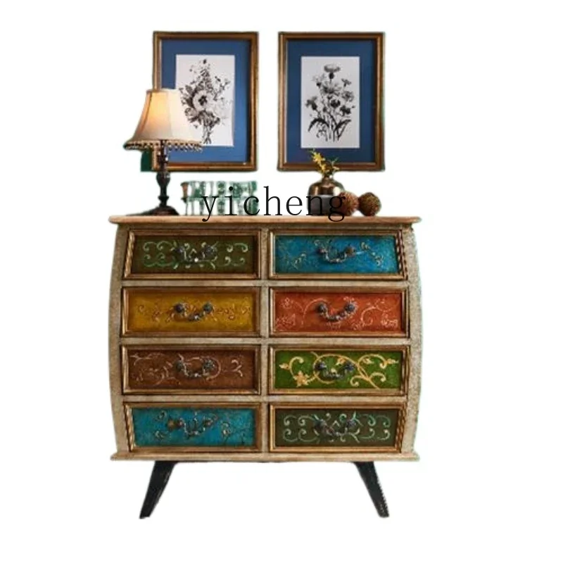 

Solid Wood American Color Chest of Drawers Bedroom TV Storage Cabinet