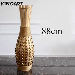 Large Floor Vase Home Decor Living Room Bamboo Big Size Vase Retro Grand Vase Craft Gold Flower Pot Big Tall Vase On Floor K212