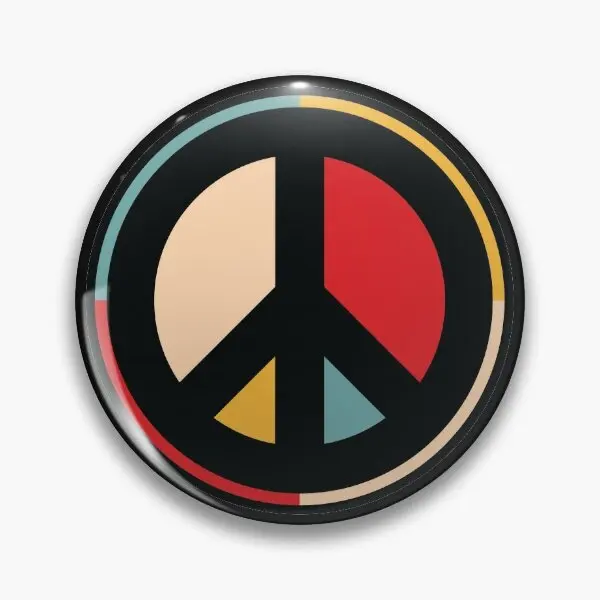 Color Block Peace Sign  Soft Button Pin Collar Decor Jewelry Hat Lover Lapel Pin Badge Cute Metal Gift Women Funny Creative