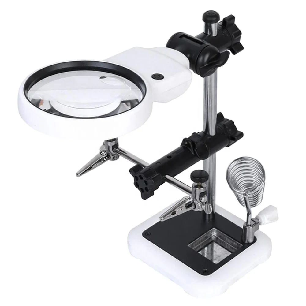 

Adjustable Helping Hand with Magnifying Glass Dual Alligator Clips Helping Hands Soldering Station Third Hand Soldering Tool