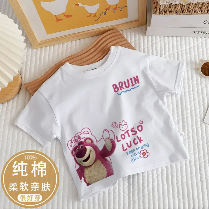Il cotone Disney Lotso per ragazzi e ragazze è morbido e confortevole, delicato sulla pelle e maniche corte estive casual e carine