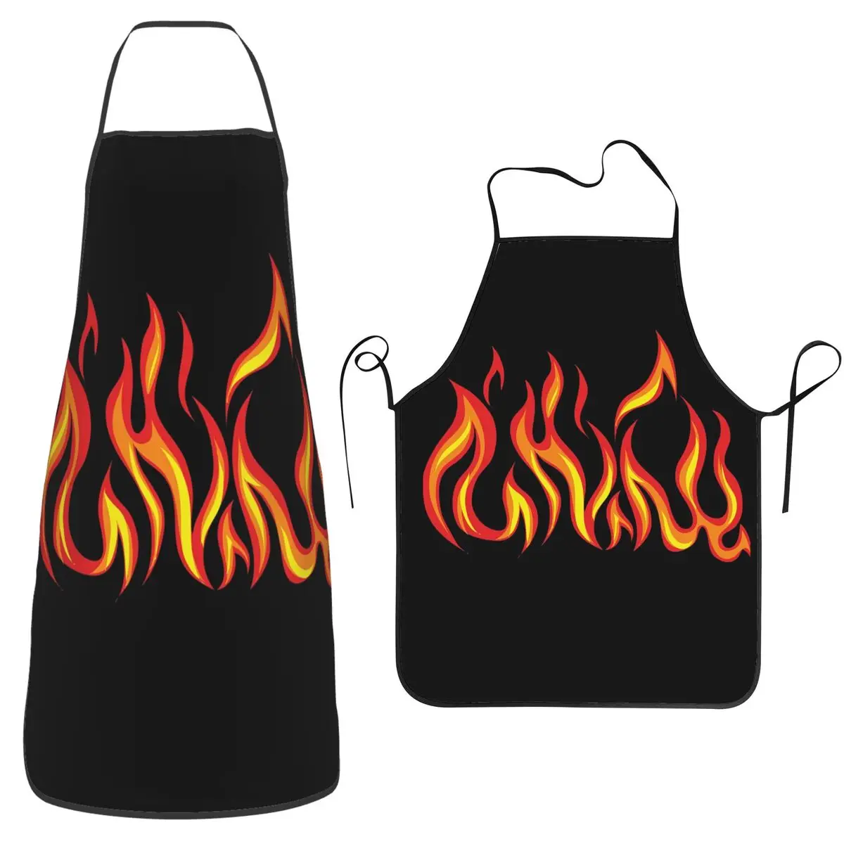 

Фартук Fire Flames для шеф-повара, приготовления пищи, кухни, стопор, водонепроницаемый нагрудник, кухонный сарафан для уборки для женщин и мужчин, садоводства
