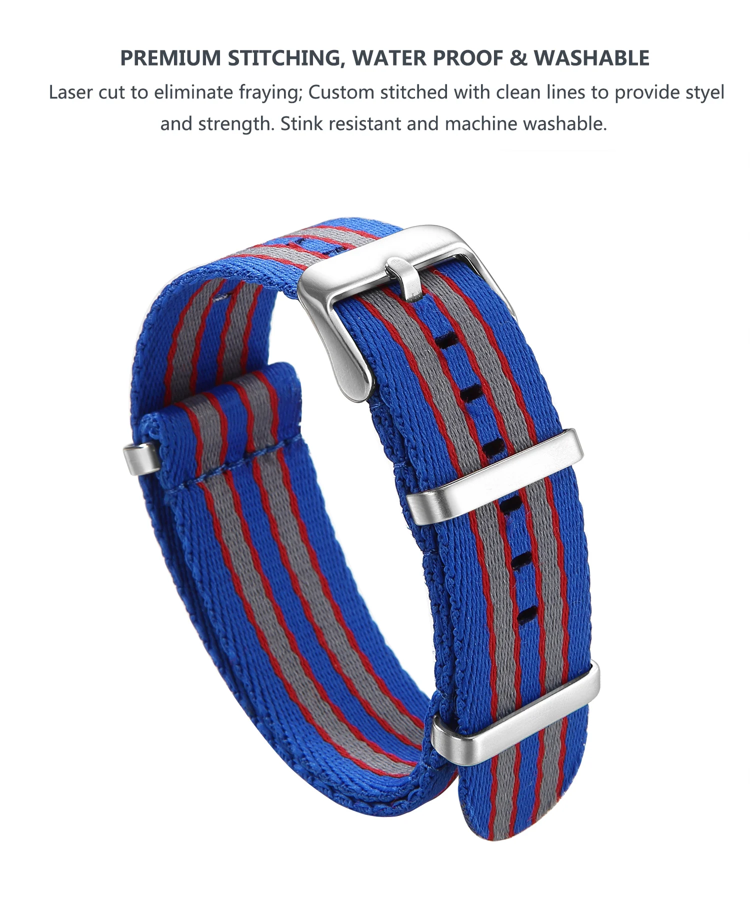 Nylon-Uhrenarmband, 20 mm, 22 mm, bequeme Uhrenarmbänder, Schlaufe, militärisch, waschbar, für Herren-Uhrenarmbänder – Detail 26