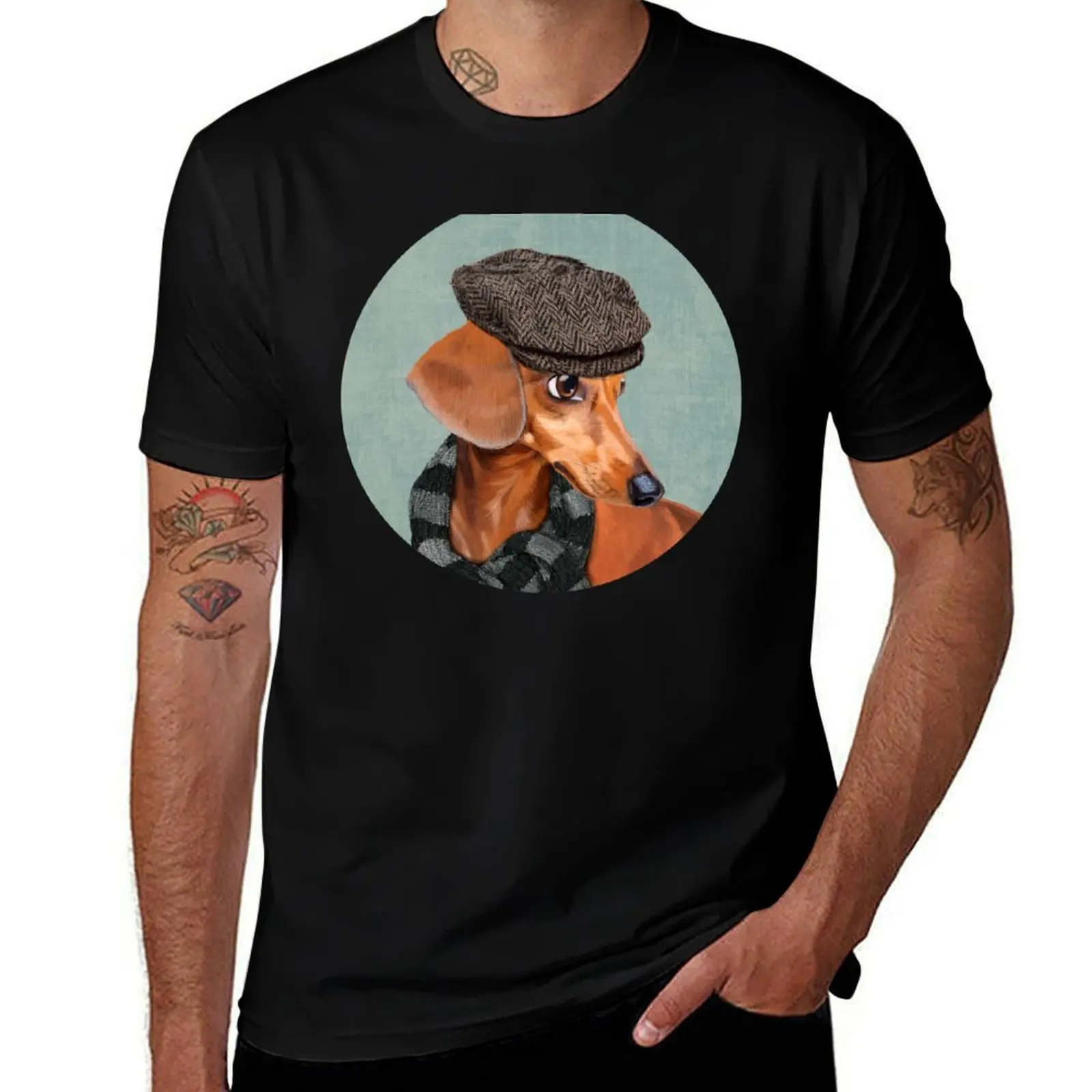 Elegant Mr. Dachshund T-Shirt t shirts for man cotton funny T-Shirt