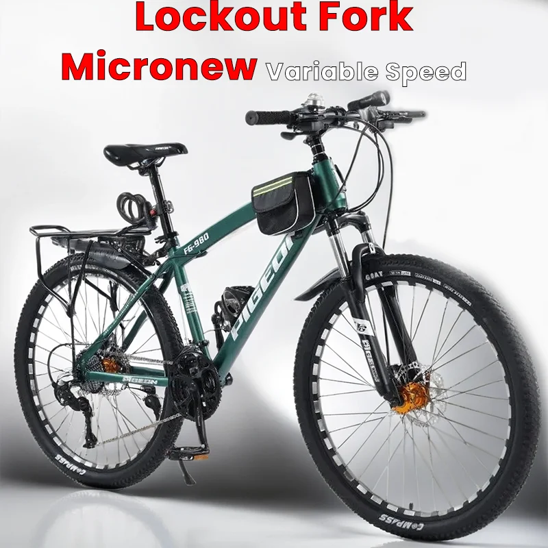 

24/26inch High carbon steel frame Mountain bike 21/24/27/30speed Double disc brake Lockout Fork off-road Bicycle aldult student