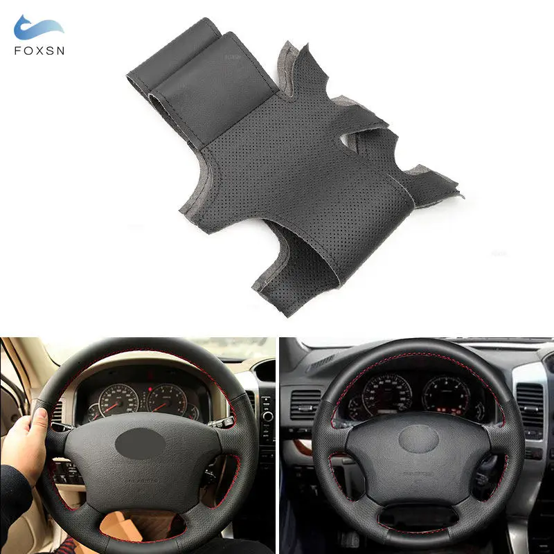 For Toyota Land Cruiser Prado 120 4Runner Tacoma Highlander Hilux Tundra For Lexus LS400 GX470 Car Steering Wheel Leather Cover