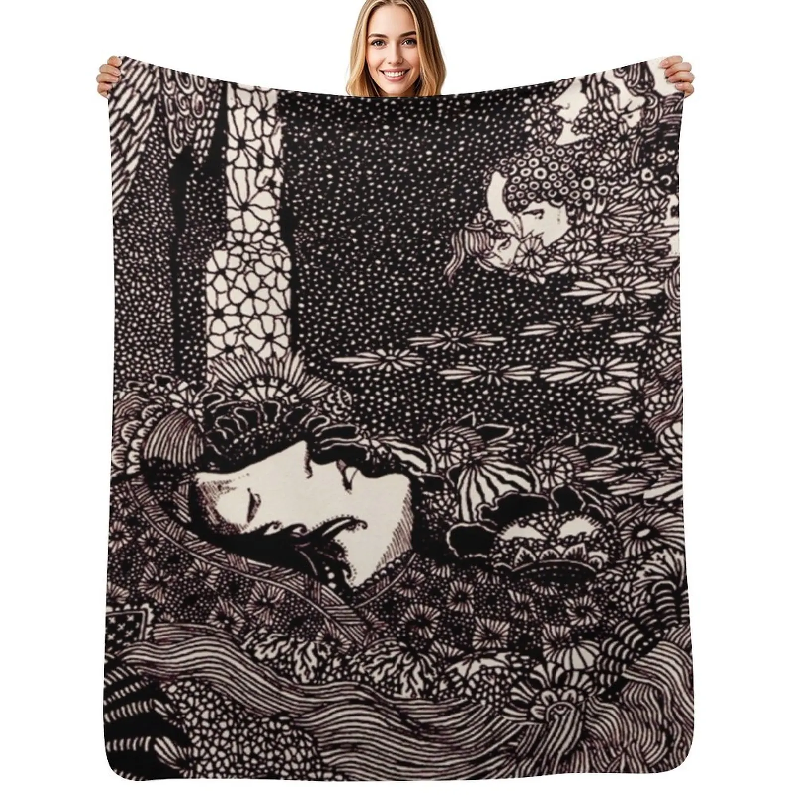 

HD Sleeping Morella, from Edgar Allan Poe s Tales (1933) Throw Blanket Spring Fall Cozy Throw Blanket for Couch