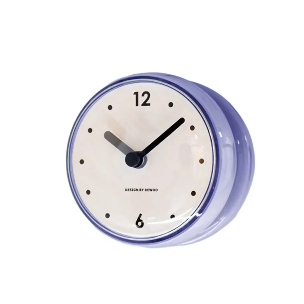 Kitchen Sucker Wall Clock Bathroom Sucker Wall Clock Bathroom Wall Clock Pink Plastics Waterproof 1pcs 75x75mm