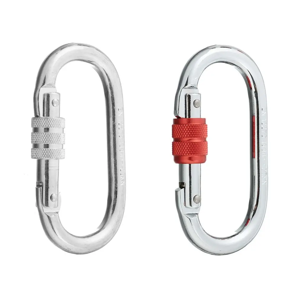 20/25KN Professional Oval Shape Safety Carabiner Aluminum Spring Key Hooks Climbing Security Master Lock Outdoor Hiking Tool