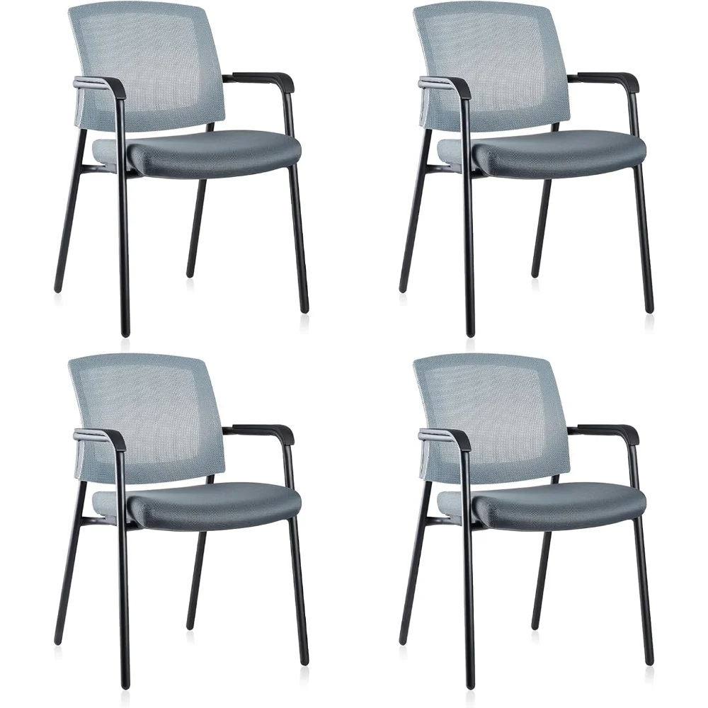 

Stacking Chairs Set of 4, Stackable Waiting Room Chairs No Wheels with Armrest, Ergonomic Mesh Office Reception Guest Chair