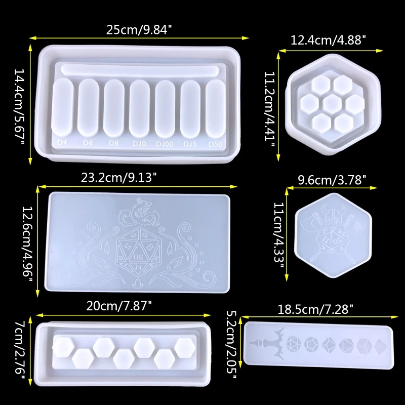 Dice Storage Box Epoxy Resin Mold Rectangular Hexagon Container Silicone Mould DIY Craft Casting Tools