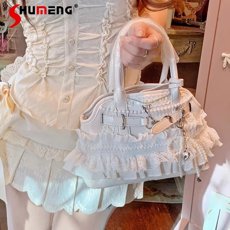 

Lolita Elegant Chic Shopping Bags Original Japanese Sweet Lace Bow Shell Bag Women's Handbag Shoulder Bag Cake Bag For Girls