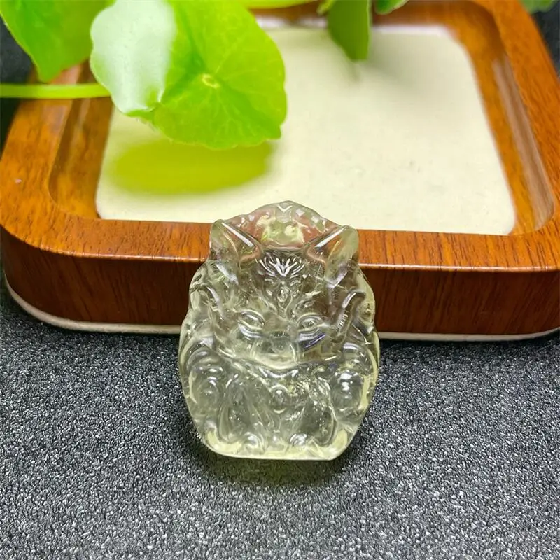 

2PCS Natural Citrine Fox Fairy Pendant Healing Gemstone Carved Figurine Gift Fashion Jewelry For Women Gift 36X28MM