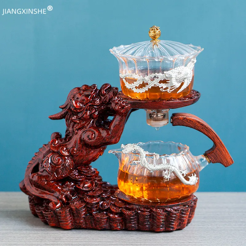 

Chinese Brave Troops Lazy Glass Kung Fu Automatic Tea Set Teacup Pot Set Household Teapot Tea Maker