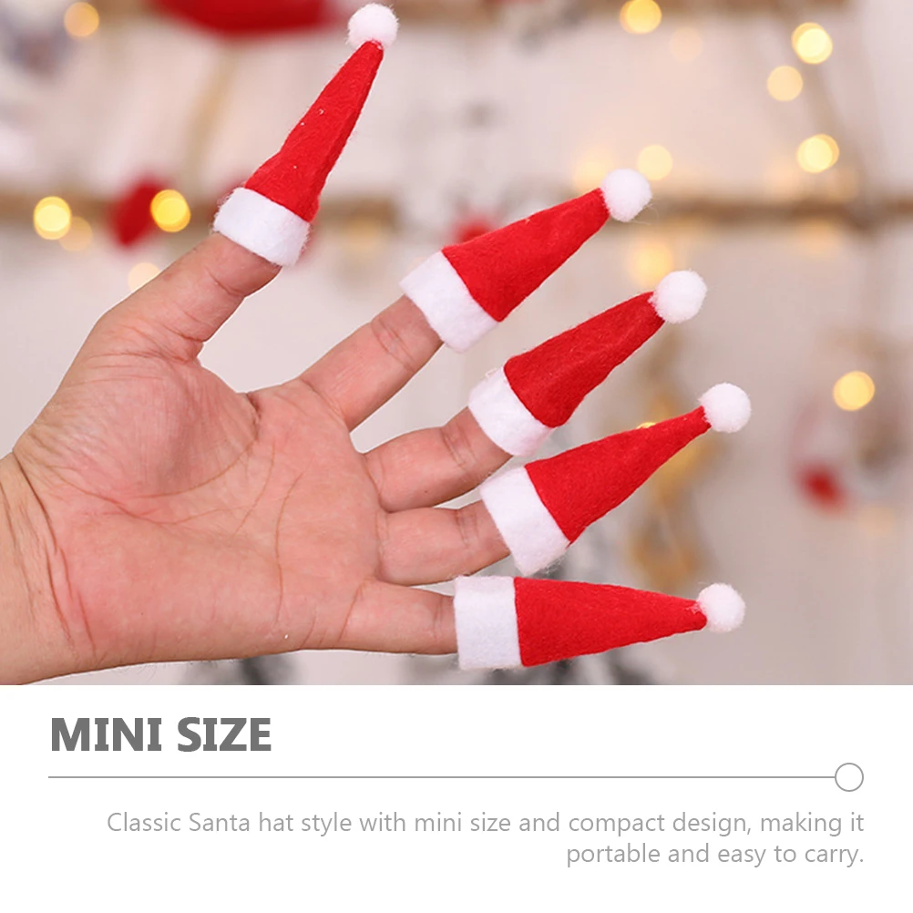

10pcs Christmas Hat Decorations Mini Santas for Lollipops Candy Bottles Festive Party Accessories Tiny Holiday Crafts