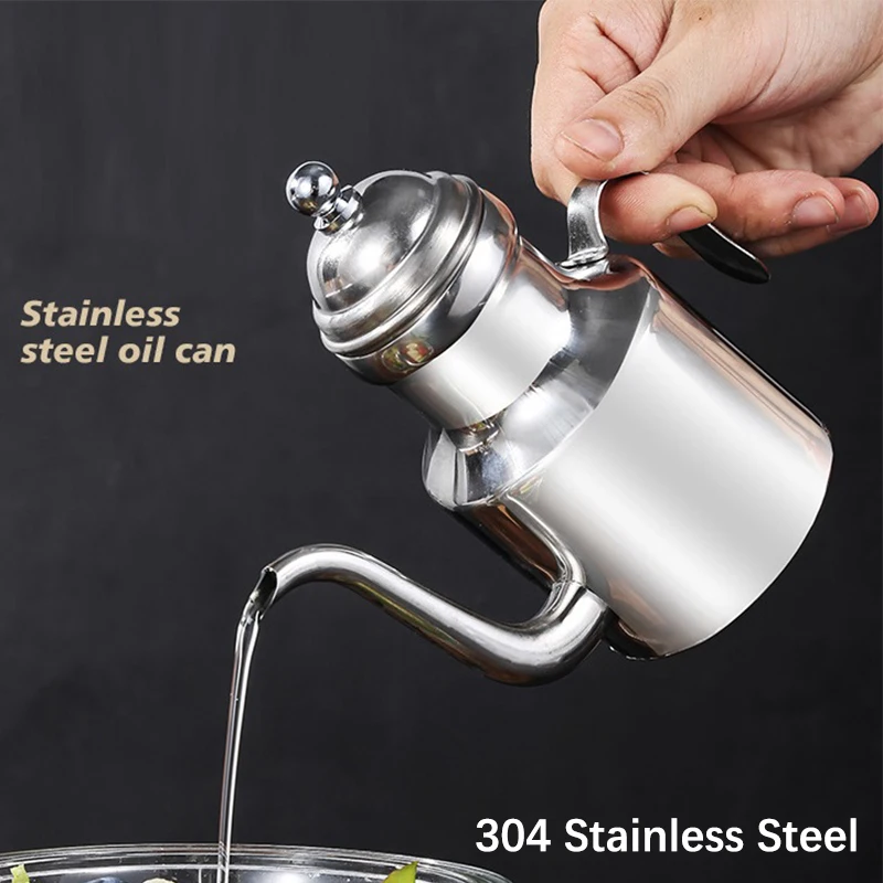 310/500MLStainless Steel Olive Oil Bottle Long Spout Grease Container Vinegar Dispenser Sauce Seasoning Condiment Jar