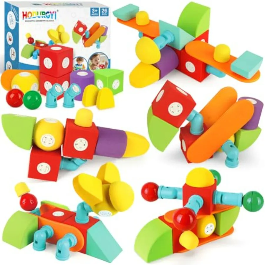 

Magnetic Foam Blocks, STEM Preschool Toys for,Magnetic Building Blocks for Toddlers, Bath Toys and Montessori Sensory Toys, Bir