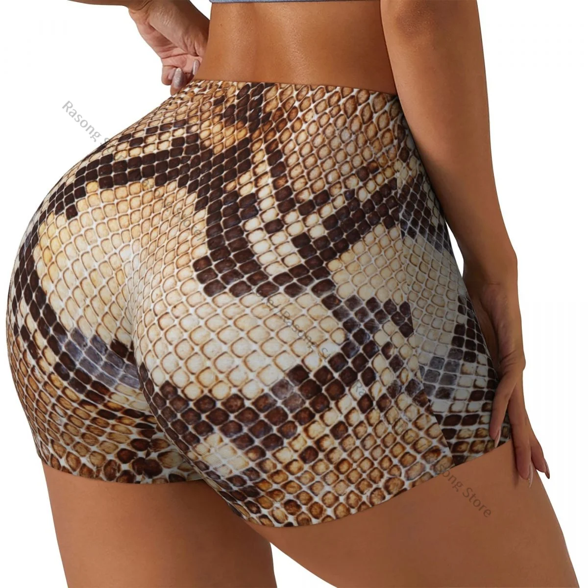 Women Yoga Shorts Snake Skin Pattern Workout Shorts Fitness quick-dry Ladies Yoga Gym Running Short Pants Sportswear