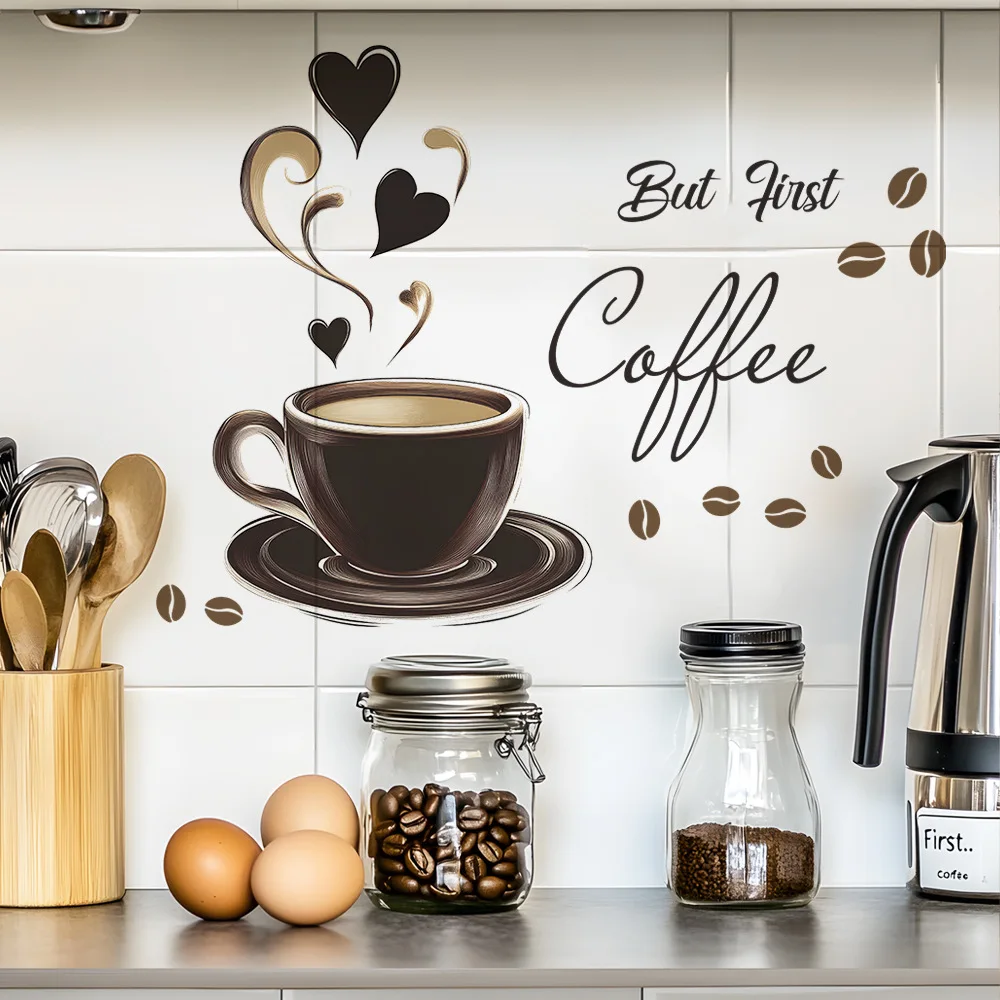 kitchen coffee cup quote wall sticker home decoration  self adhesive coffe shop decor wall art decal