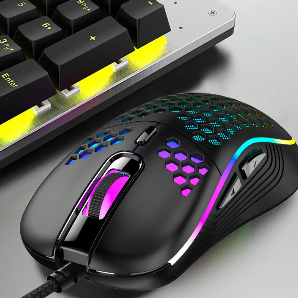 

1pc Usb Gaming Hollow-Out Honeycomb Design Rgb Light Computer Mouse Ergonomic Desktop Mouse For Laptop Office Home