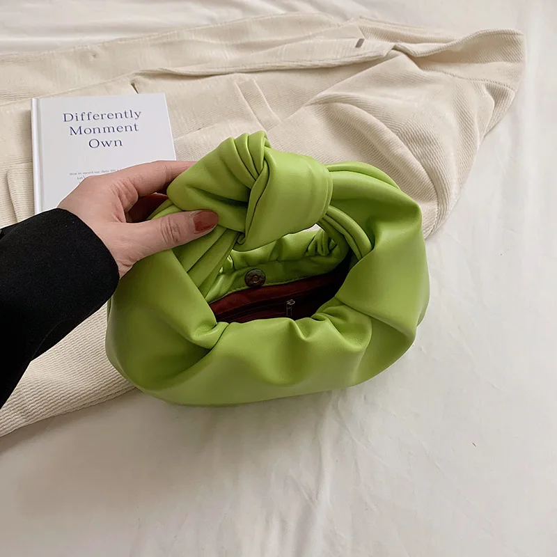 Sac Hobo en cuir Pu pour femmes, sac à main de luxe de styliste, fourre-tout à poignée nouée, pochette violette et verte, 2023