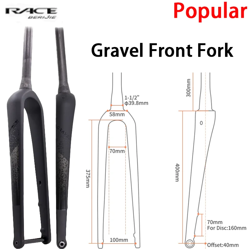 

Bicycle Accessories,Full Carbon Gravel Front Fork,Disc Brake,700*55C,28.6mm,Bicycle Parts,Full Carbon,Gravel Fork