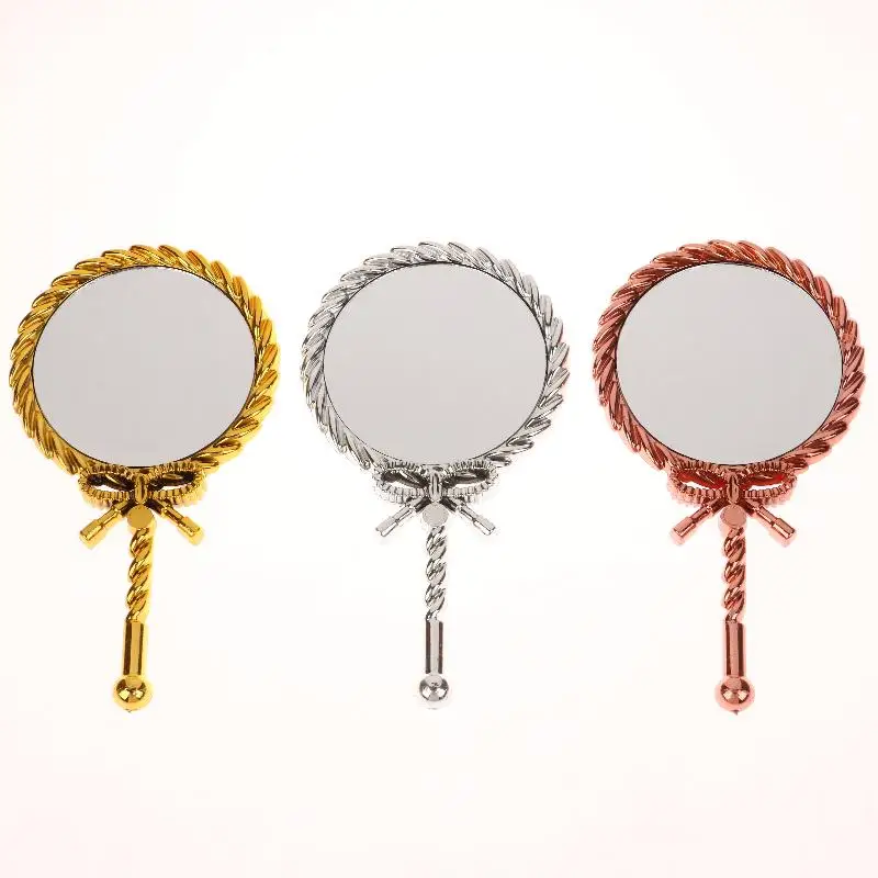 Portable Vintage Handheld Makeup Mirror Hand Hold Round Cosmetic Mirrors European Style Noble Ancient Court Mirror Beauty Tool