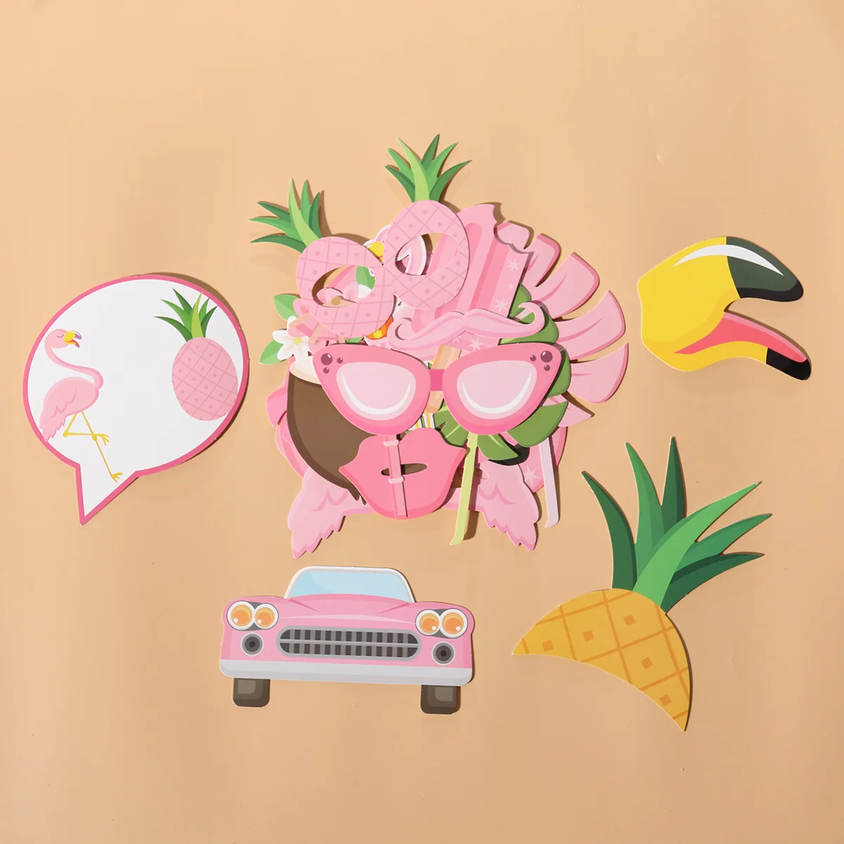 

Hawaii Party Supplies Tropical Photo Props Wedding Booth Decor Beach Theme Flamingo Coconut Glasses Novelty Accessories