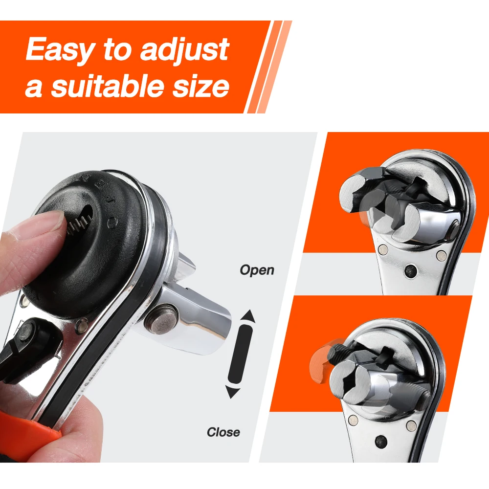 Valuemax 6.35-23mm Adjustable Ratchet Wrench Universal Socket Torque Ratchet Adapter Wrench Head Spanner Sleeve Repair Tool