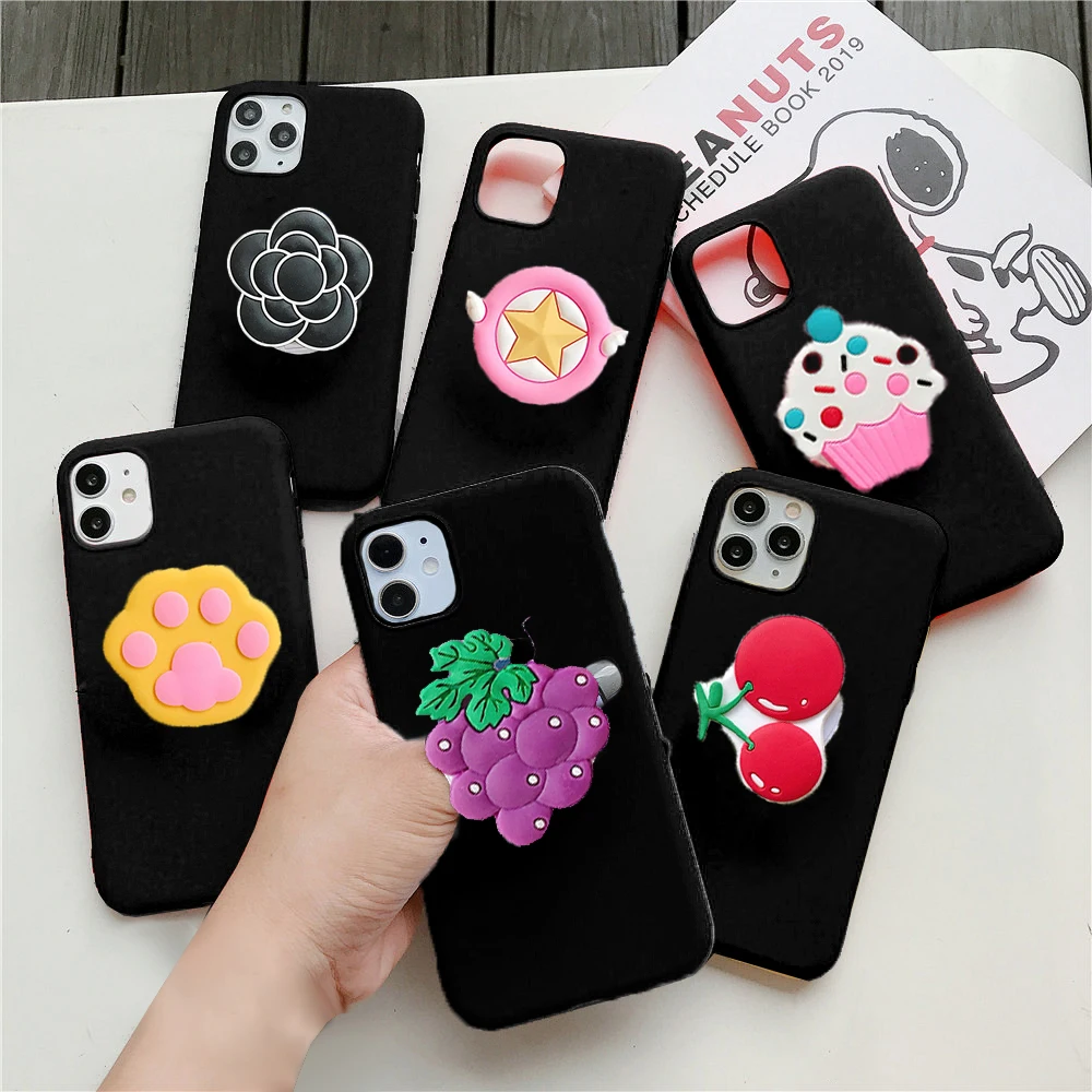 Cute Ice Cream Phone Bracket Case for Motorola Moto G9 G8 G7 G6 One Action Vision Marco Fusion Fruit Ring Finger Holder Cover