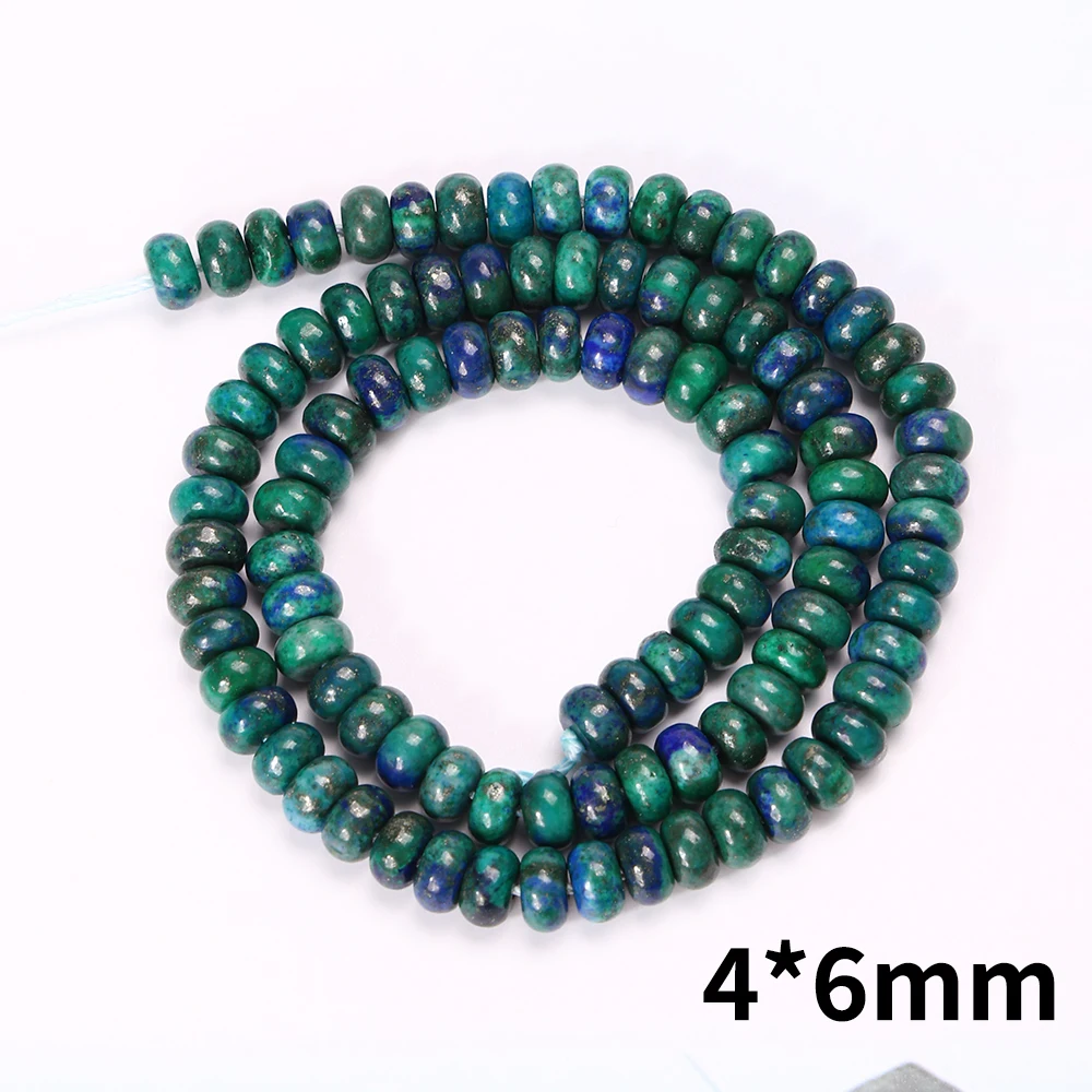 A ++ Chrysocolla Lapis Lazuli 5*8mm manik-manik Rondelle alami untuk membuat perhiasan gelang kalung manik-manik batu Aksesori DIY