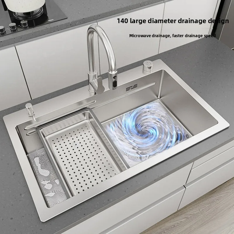 Complete Five Point Zero Embossed Texture SUS304 Stainless Steel Nano Handcrafted Kitchen Sink Wash Basin Kitchen Sink