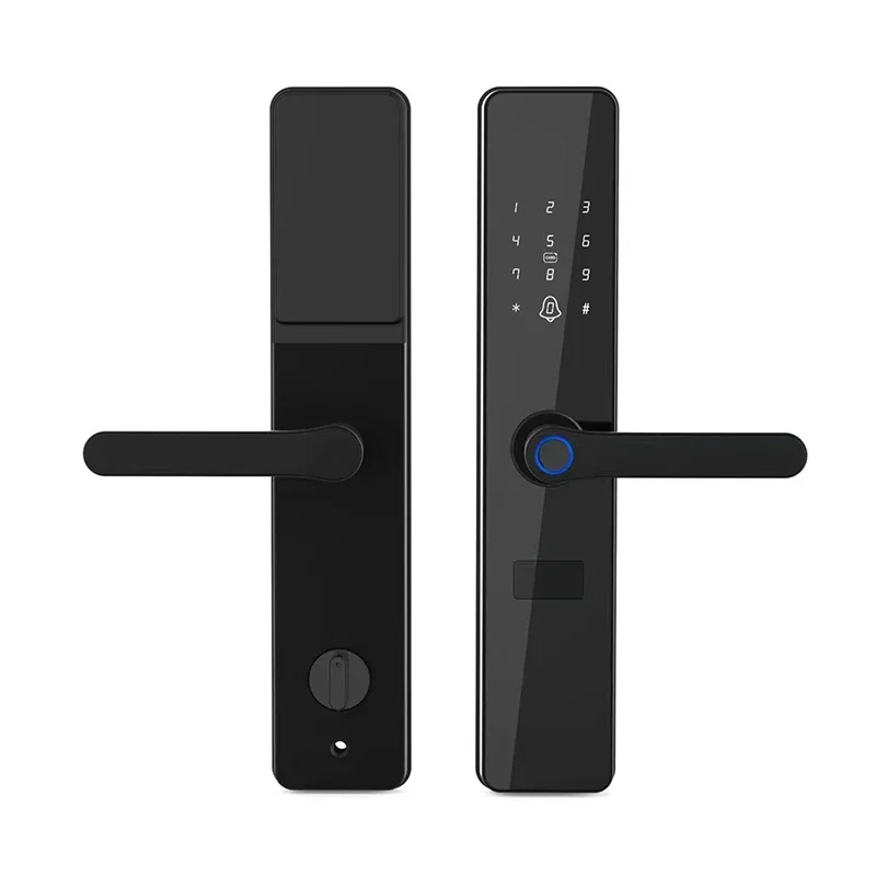007 KERUI WIFI Wifi Security Smart Lever Lock Tuya Zigebee Smart Fingerprint Password Door Lock Home Security With Mortise Cylin