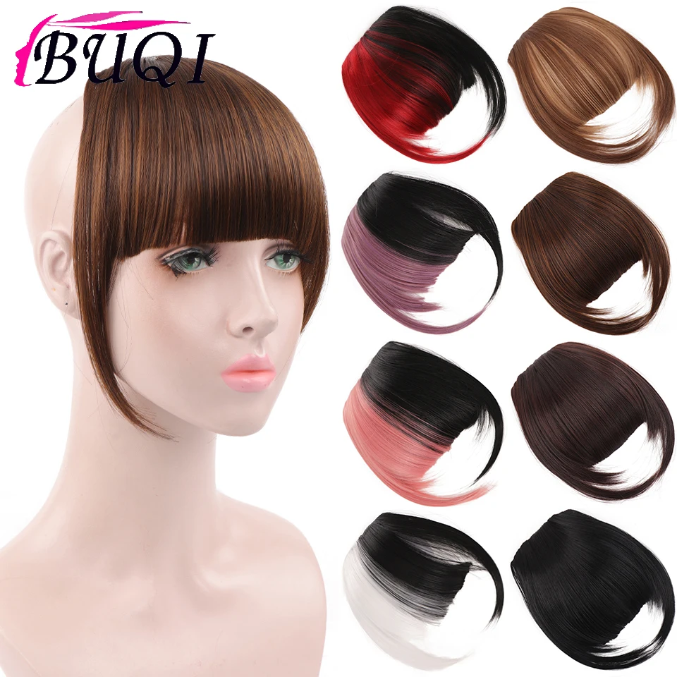 

Buqi Fashion Synthetic Hair Bangs Clip In Hair Extension Black Blonde For Women Adult Side Symmetry Fringe Hair Accessories