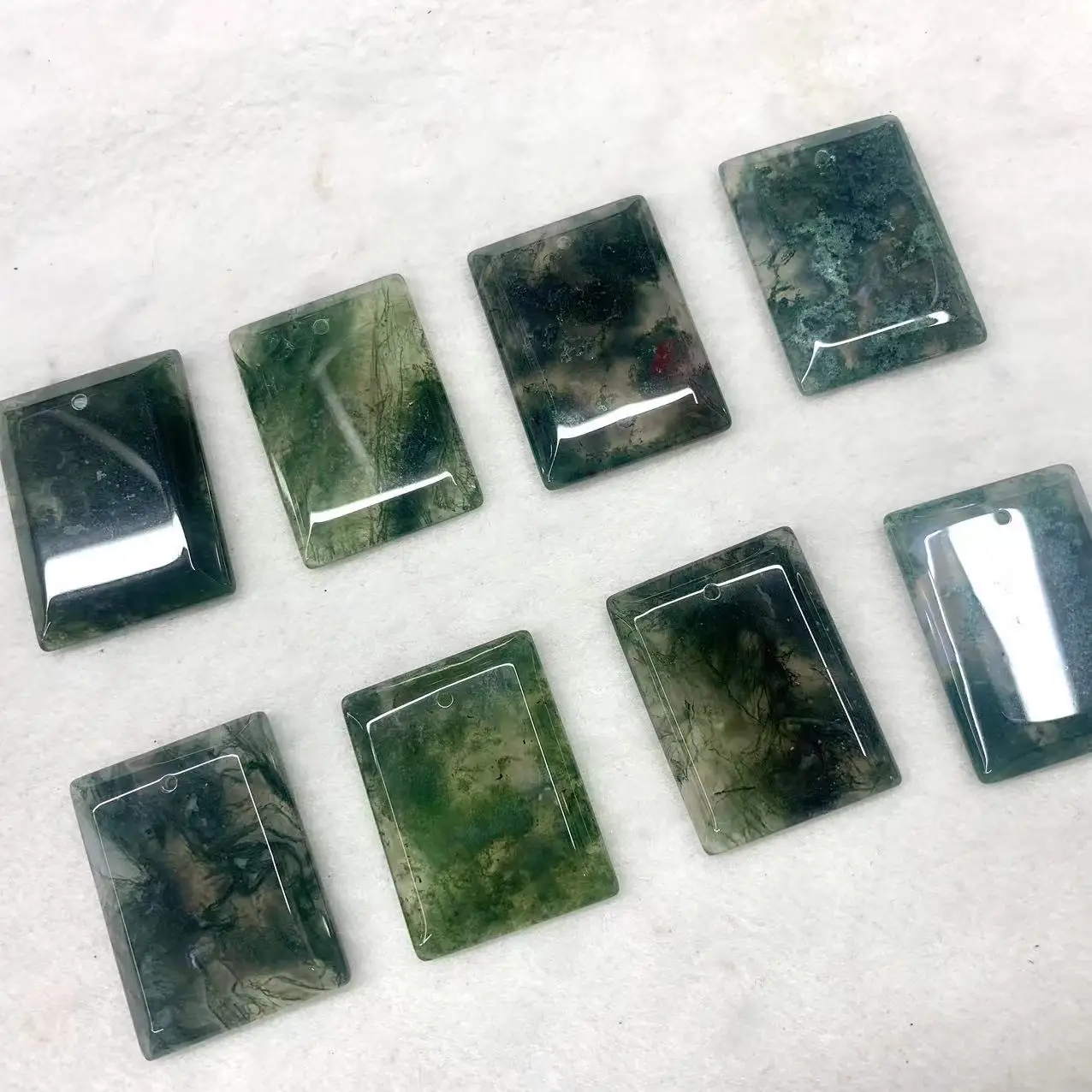 Rectangle Shape Moss Agate Stone Natural Gemstone Jewelry Pendant Free Necklace For Women For Gift Wholesale !