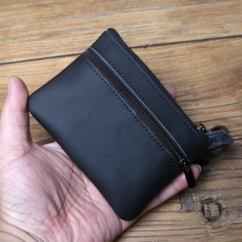 NZPJ Vintage Echtes Leder Herren Null Brieftasche Natürliches Rindsleder Reißverschluss Schlüsseltasche Damen Bankkartentasche Mini Münztasche Kartenhalter – Detail 21