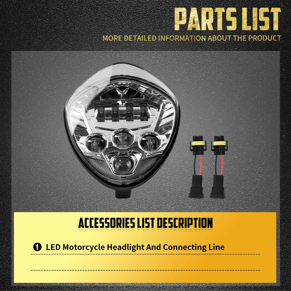 

Motorcycle LED Front Headlight High Low Beam Light Lamp Universal Headlamp For Harley Touring Dyna Softail Sportster For Honda