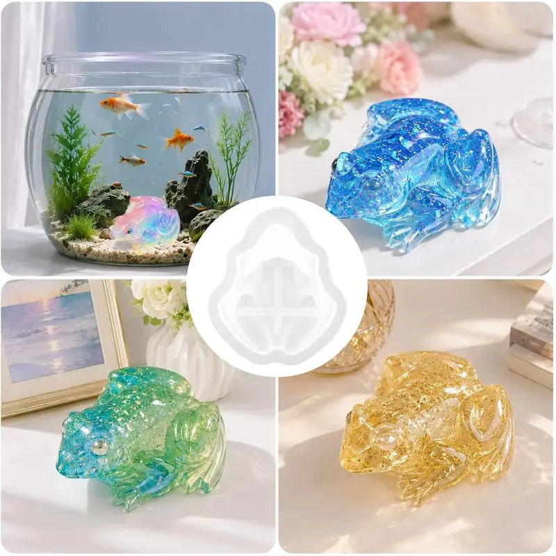 2Set of frog-shaped silicone molds，3DCute frog resin mold in a squatting pose，Realistic animal-shaped molds，Suitable for epoxy r