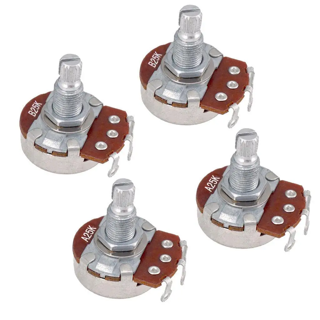 Guitar Potentiometer Audio POTS A25K B25K OHM Tone Volume Replacement for Electric Guitar Pack of 4