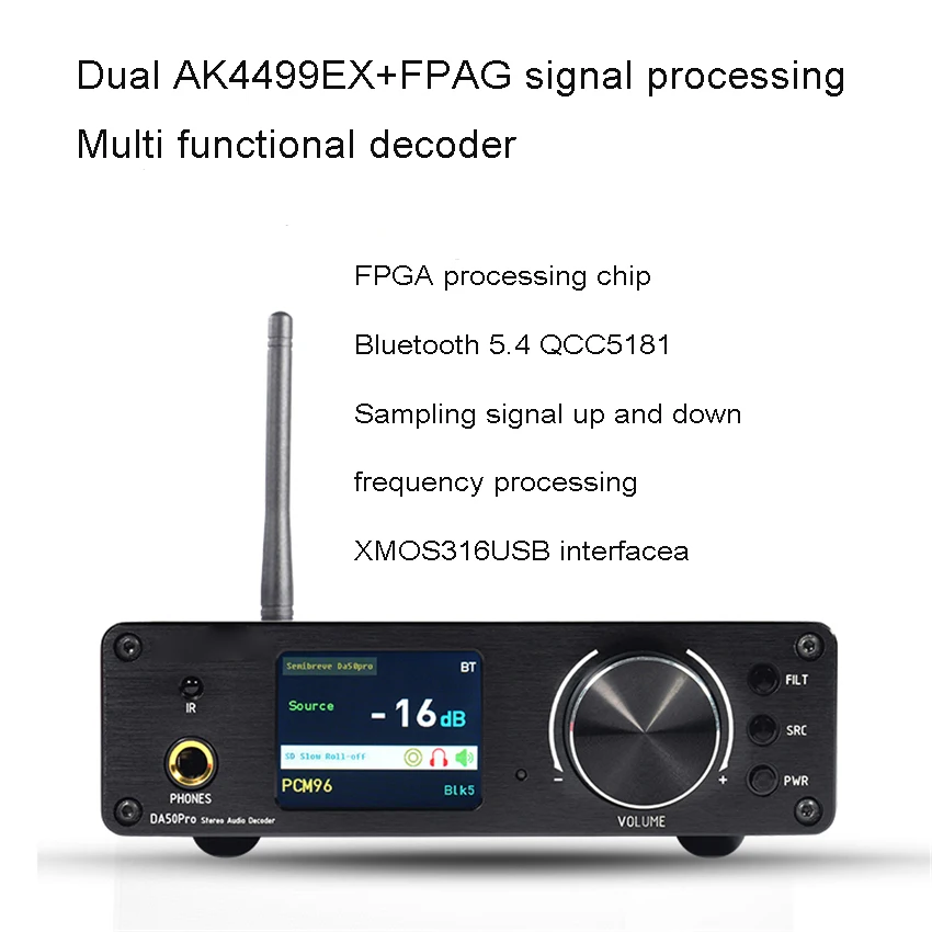 For DA50PRO AK4499EX Balanced Up Conversion XMOS316 MQA HIFI Fever Decoder AC100-240V