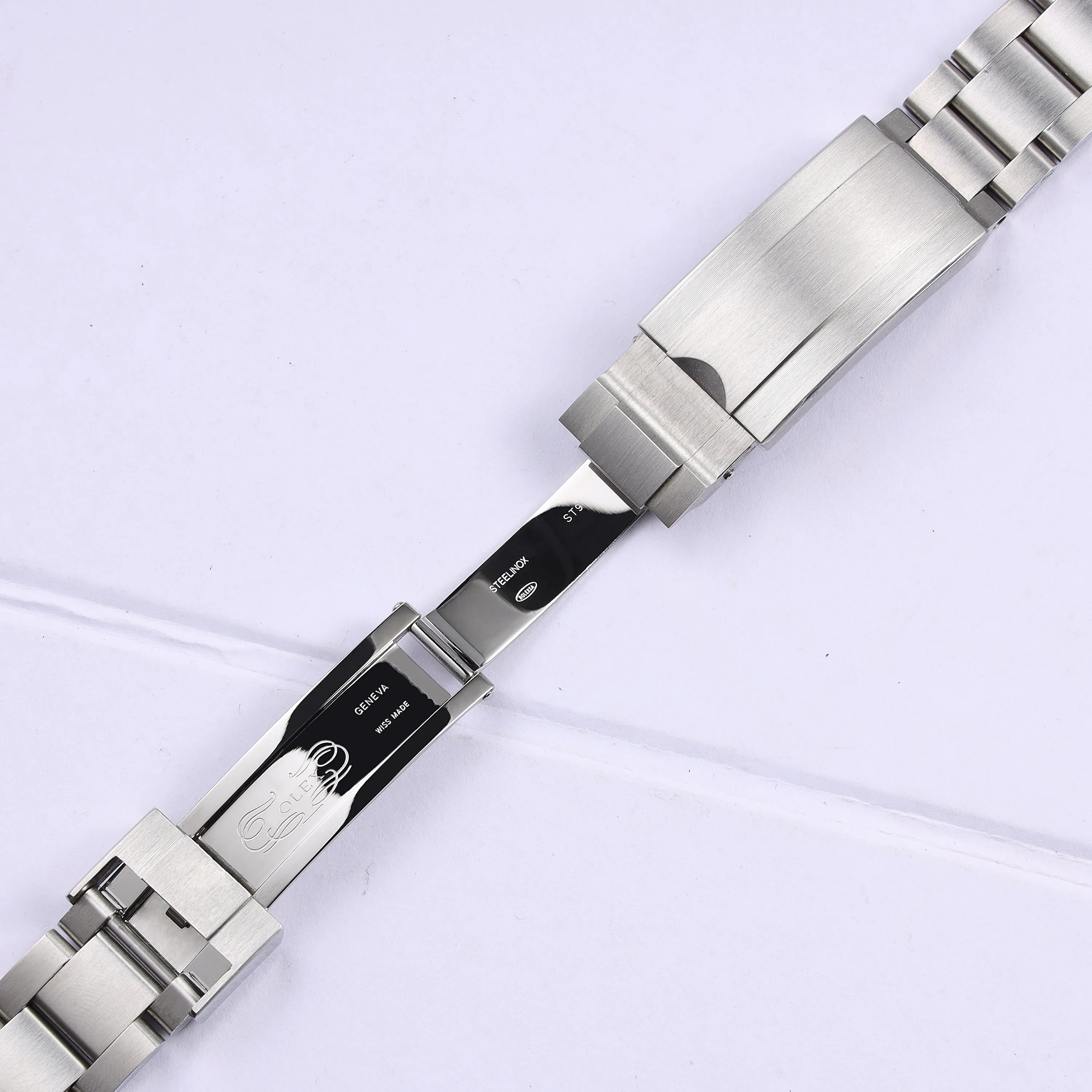 20mm 904L brushed silver stainless steel watchband for Rolex Submariner Daytona deployment clasp metal watch strap wrist men