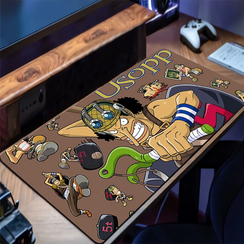 

Mouse Pad Gamer Anti-slip Anime Desk Mat Gaming PC Accessories Tablet Pad Large Mousepad One Piece Usopp Extended Keyboard Mat