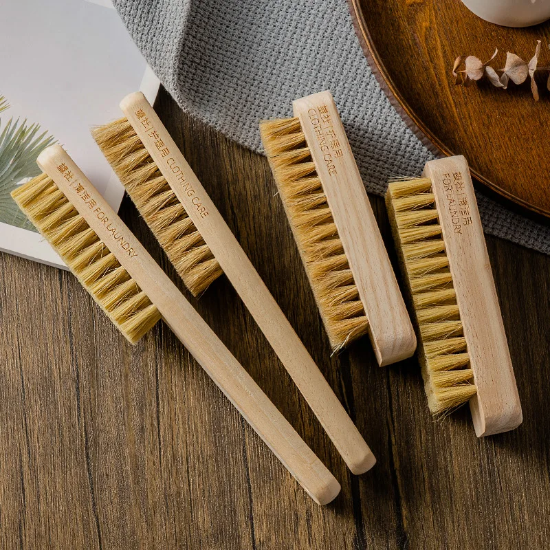 Wooden handle cleaning products for home Hanging hole design shoe brush Multifunction Pig hair laundry brush