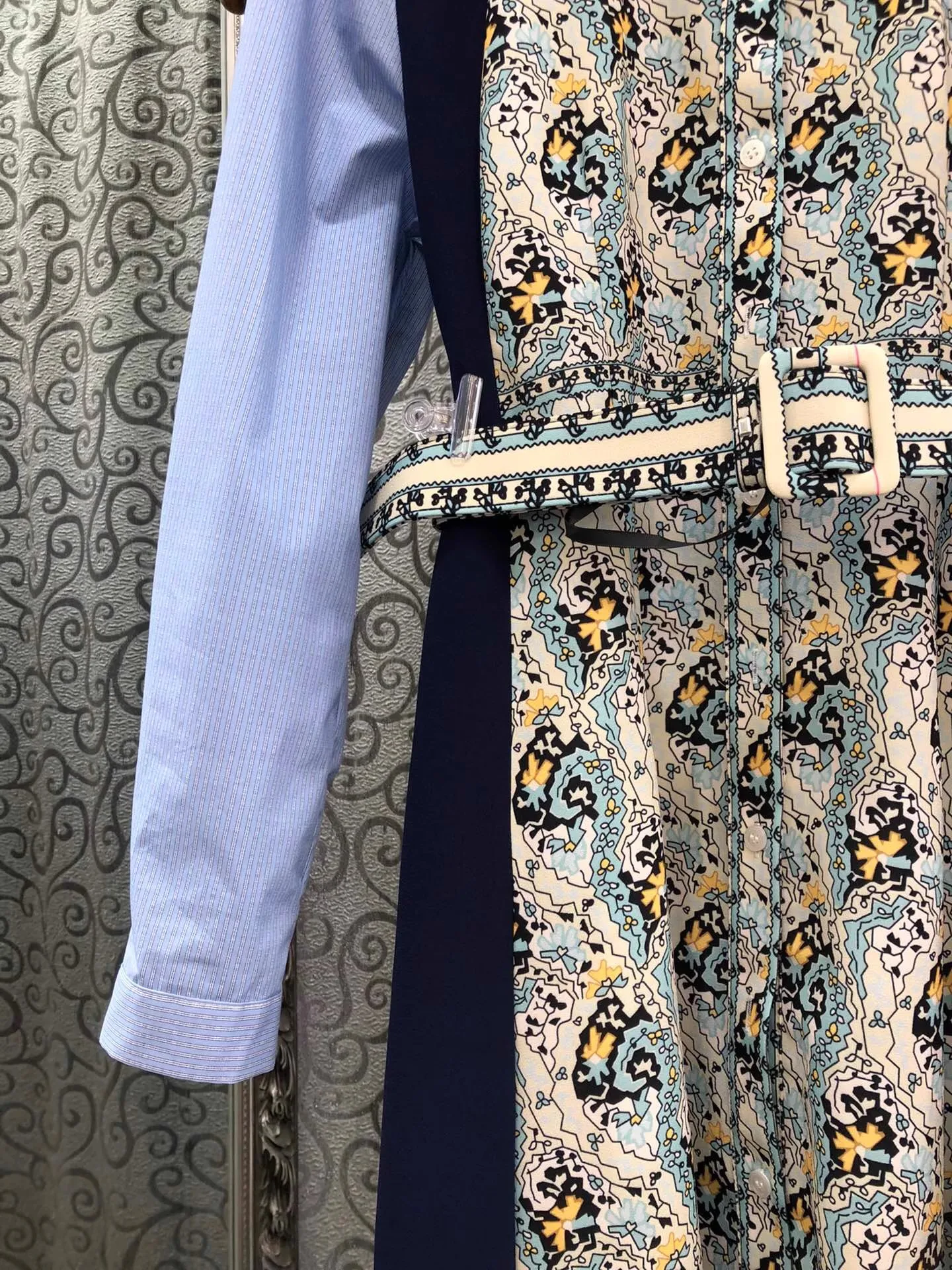 Top qualité nouvelle robe chemise longue 2025 automne femmes col rabattu Vintage imprimé fleuri Patchwork robe à manches longues avec ceinture