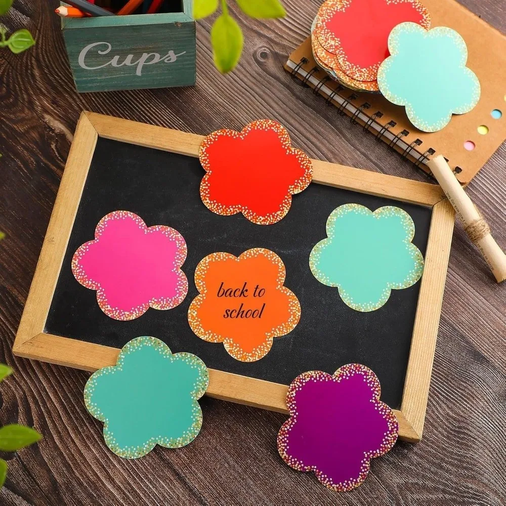 108 Uds recortes coloridos recortes de papel de estrella estéticos DIY artesanía pentagrama borde decorativo flor redonda en forma de corazón