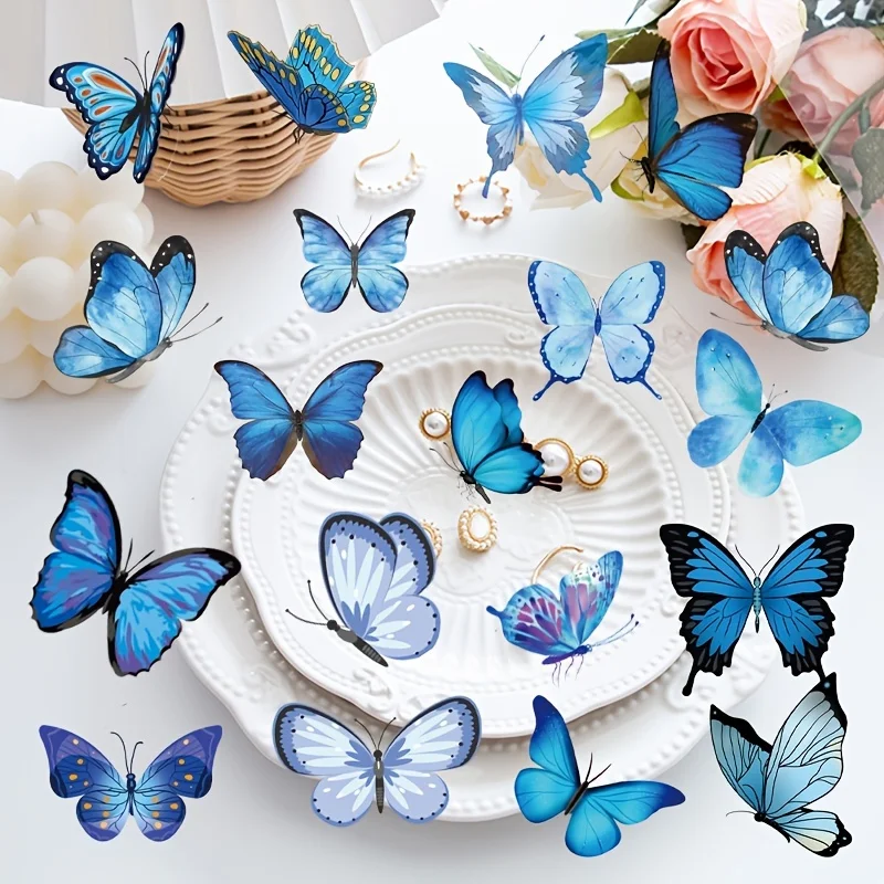 2 Sheets PET Colorful Waterproof Butterfly Decorative Stickers for Laptop Scrapbook