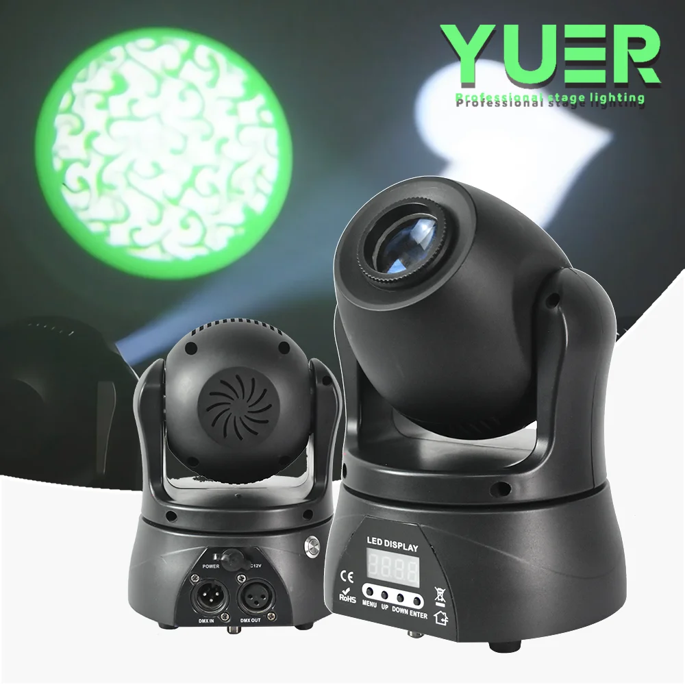 Yuer Spot light 30W LED Gobo Moving head RGBW beam Stage effect light DMX512 Auto Sound control for DJ Disco bar KTV Dance Floor