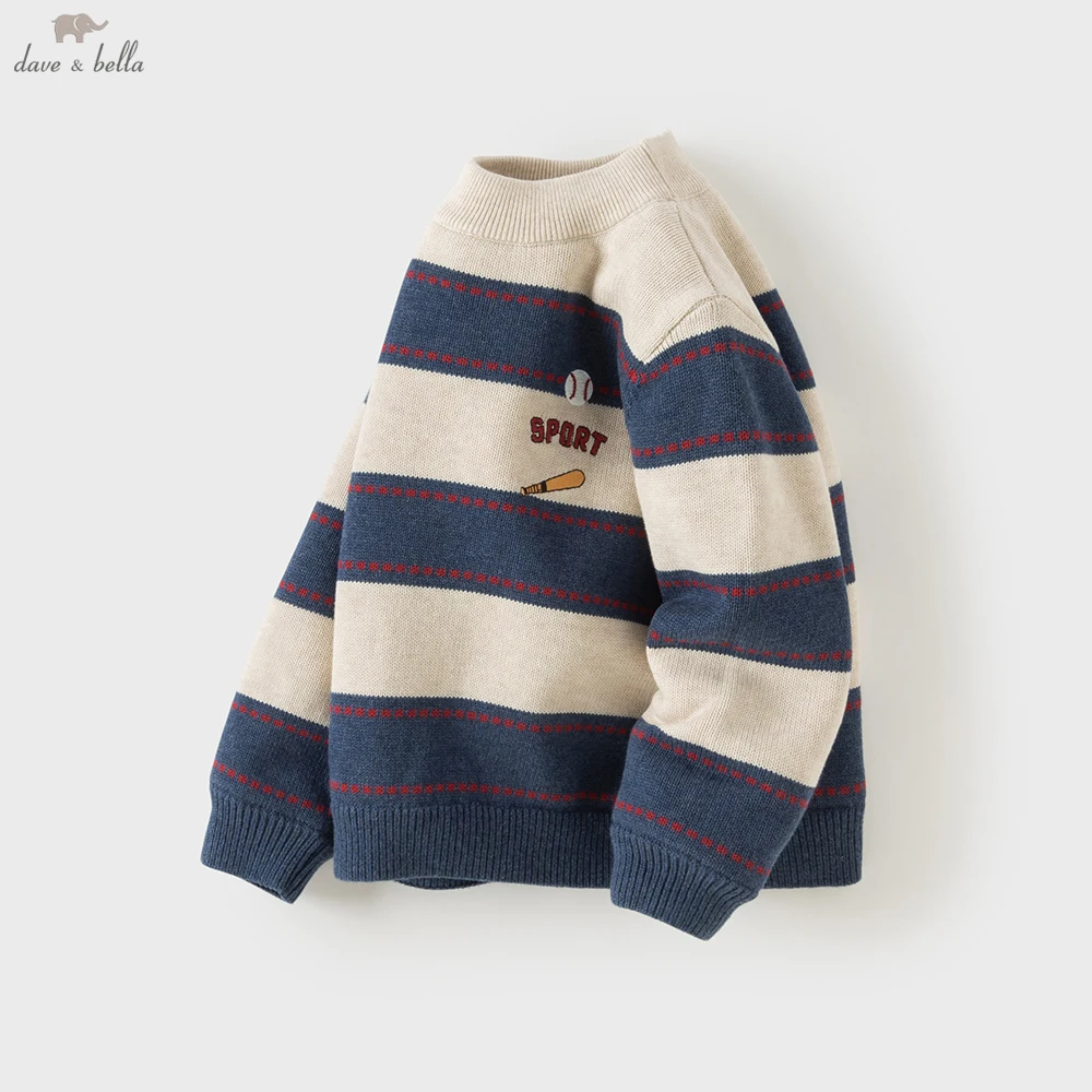 Dave Bella Boys Winter Warm Knitted Sweater Aged 1-13 Years Teen Kids Stripe Knitwear Pullover Long Sleeve Top DB4264614