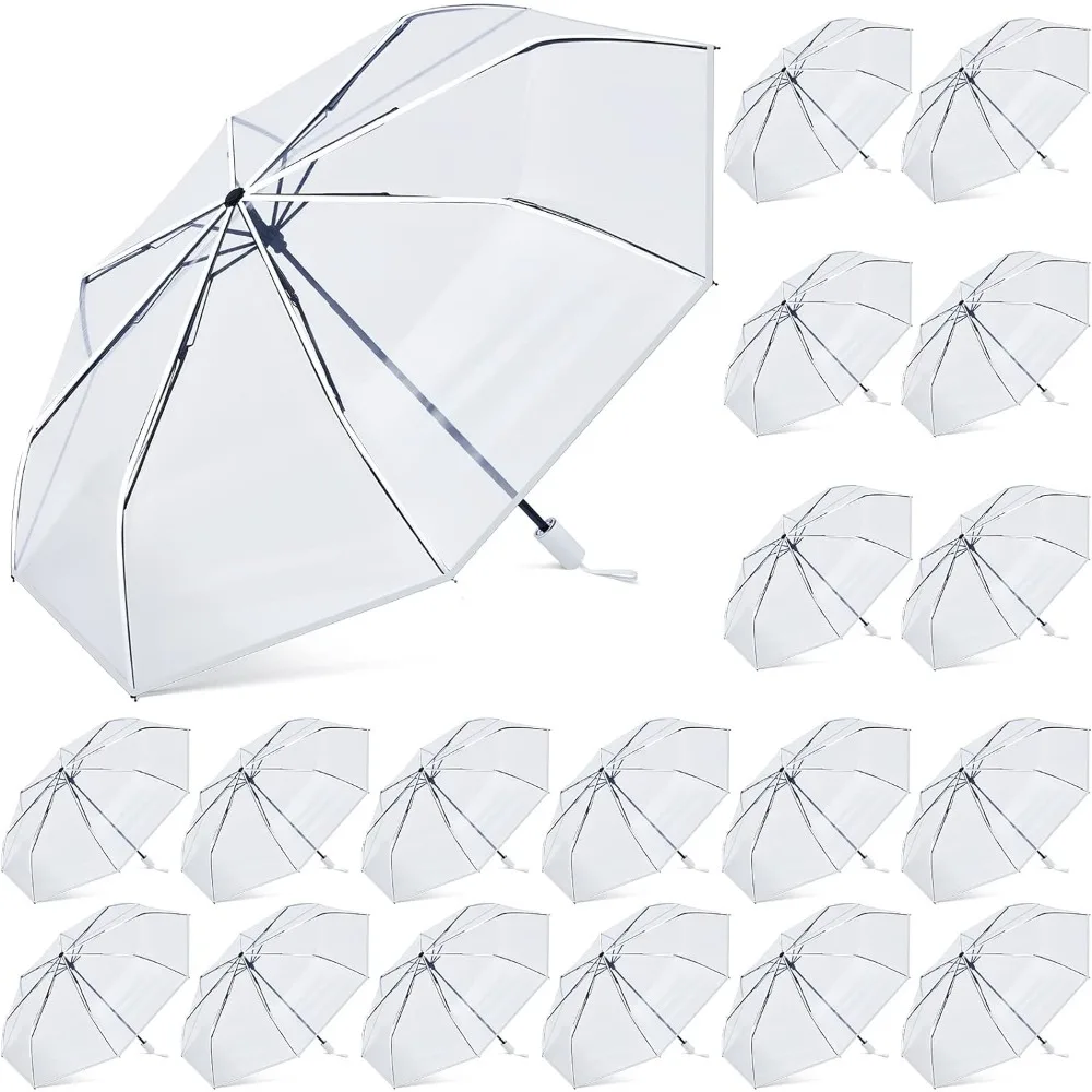 18 pieces of transparent wedding umbrellas, loose transparent travel umbrellas, foldable transparent umbrellas