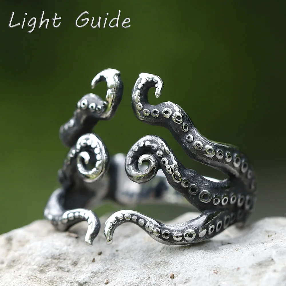 2022 NEW Men's 316L Stainless-Steel Rings Punk Rock Fashion Squid Ring for Teens Animal Jewelry Gift Free Shipping